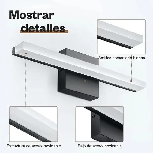 Espejo Led Lineal Contemporáneo Con Marco De Metal Negro Froa Negro