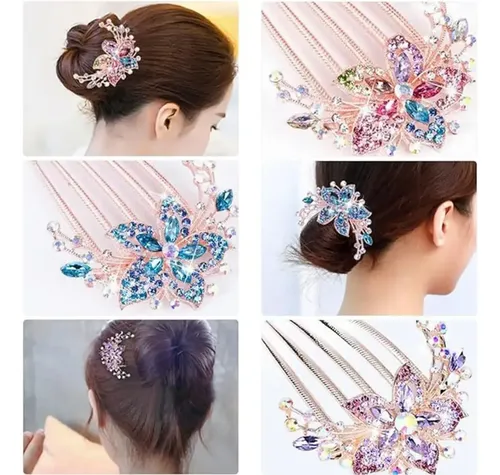 3 Horquillas Peine Cristal Diamantes Para Cabello De Boda
