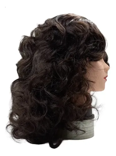 Peluca 40cm Con Flequillo Simil Natural Ondulada