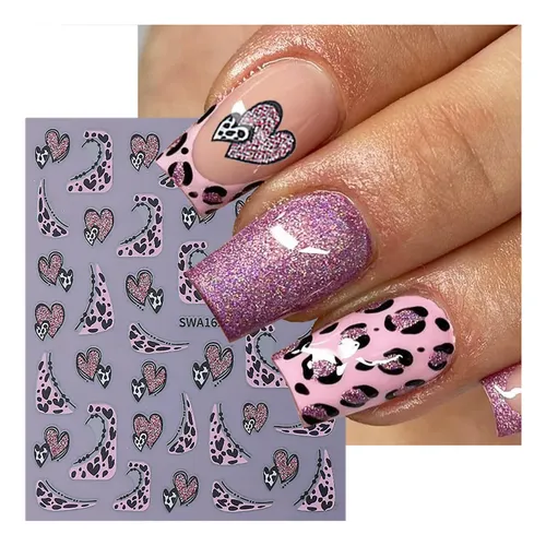 Adhesivos Para Uñas Zaskhld Con Estampado De Leopardo De San
