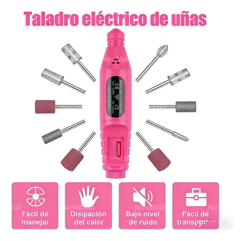 Lima De Uñas Eléctrico Portátil Con 6 Profesional Brocas Kit