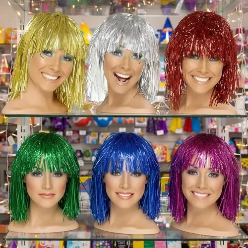 10 Pelucas Metalizadas Colores Surtidos Carnaval Carioca