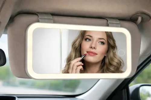 Espejo Maquillaje Auto Táctil Luz Led Dual Con Aumento 5x