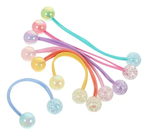 Bandas Elásticas Con Bolas Acrílicas 14 Para Peinados Niña