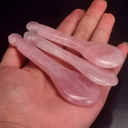 Masajeador Facial Gua Sha Lzlrun Cuarzo Rosa Forma Cuchara