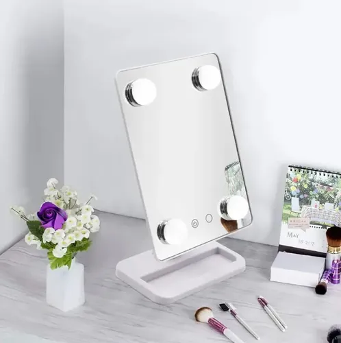 Espejo De Maquillaje 4 Focos Led Rotable 360°touch