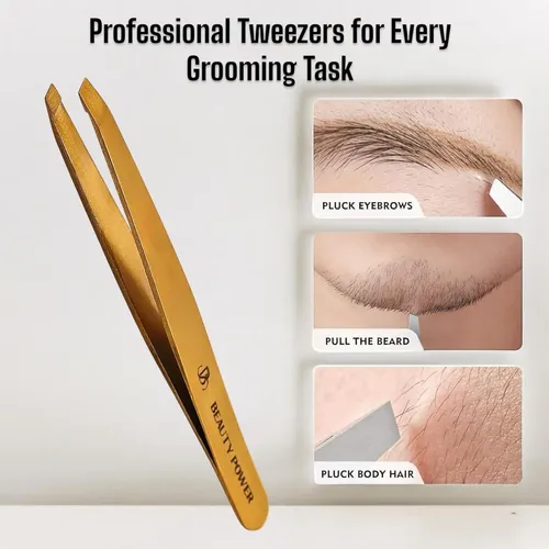 Pinza Profesional Dorada Precisión Para Cejas Y Vello