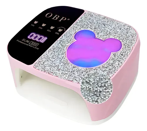 Cabina Profesional Uñas Mickey Mouse Con Stras 168w 36led Uv Rosa