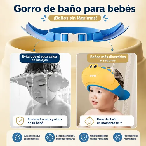 Gorro De Ducha Protege Ojos Niños Y Bebes Vicera De Baño