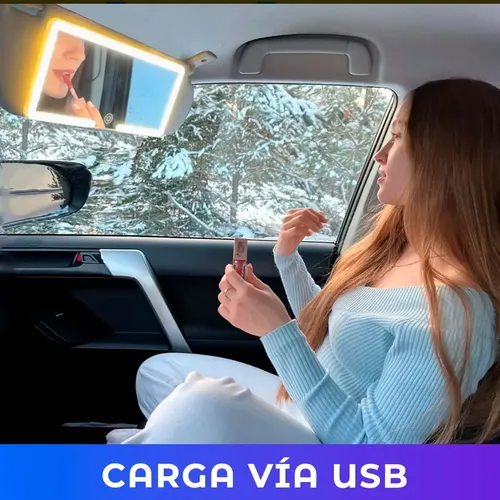 Espejo De Maquillaje De Visera De Coche Con 3 Modos Luz Led