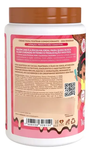 Salon Line Kids Crema Para Peinar Chocolate Hidratación 1kg