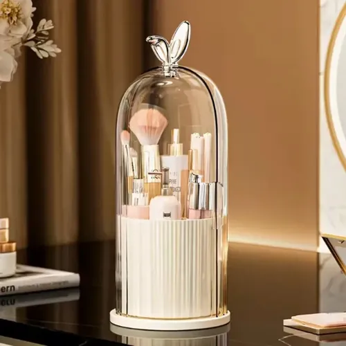Soporte Giratorio Para Brochas De Maquillaje Con Tapa