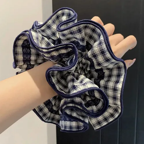 Korean Plaid Hair Ribbon For Women, Ponytail