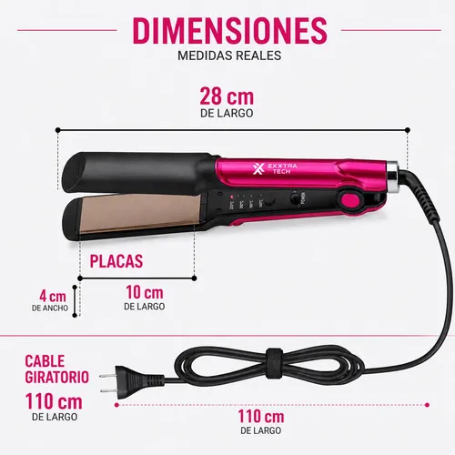 Planchita De Pelo Alisador Cabello Exxtra Tech 45w Cerámica