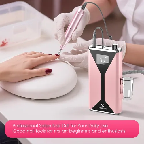 Taladro Eléctrico Para Uñas Helivive, 45000 Rpm, Portátil, R Rosa