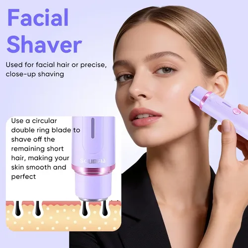 ~afeitadora Eléctrica 2 En 1 Mujer Corporal Y Facial Rosada