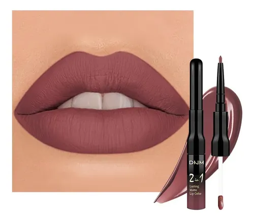 Set De Perfilador De Labios En Rojo Marrón Mate Y Labial