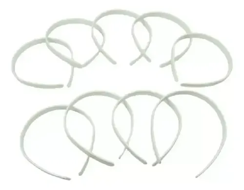 Vincha Plástica Plana De 1 Cm Para Forrar X 12 U. Color Blanco