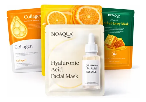 Kit Mascarillas Faciales X4 Unidades Colageno Vitamina C Y E