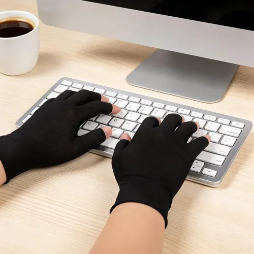 Guantes Sin Dedos Algodón Negro Hidratantes Para Manos Seca