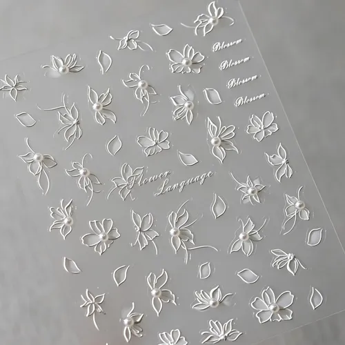 Pegatinas Decorativas For Uñas Con Flor De Encaje Blanco