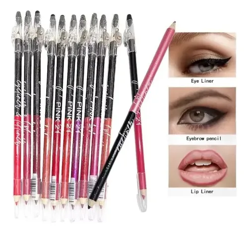 Lapiz Delineador Ojos Labial 2en1 C/saca Punta Make Up Surti