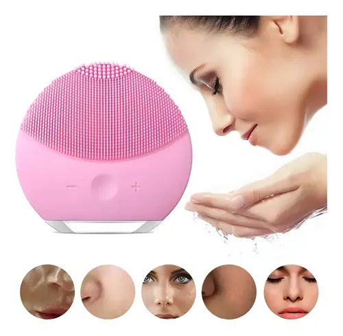 Limpiador Masajeador Facial Electrico Rostro Recargable Usb Color Rosa