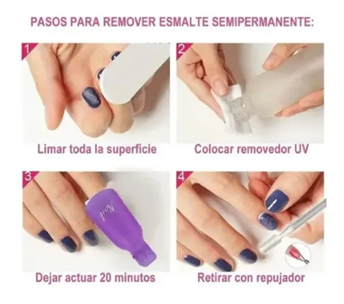 Kit Removedor Basico Esmalte Semipermanente Uv Broches Lfme