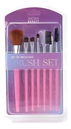 Set Brochas Maquillaje Skora Beauty 7 Piezas Cepillo Cejas