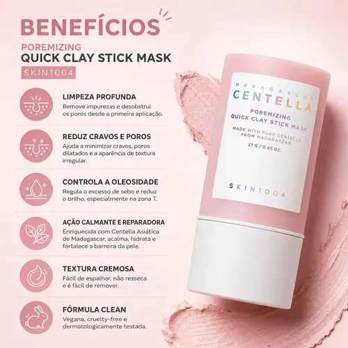 Mascarilla Poremizing Quick Clay Stick Skin 1004, 27 g, CENTELLA