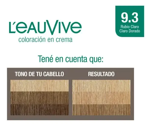 Tintura L’eau Vive Kit en Crema 9.3 Rubio Muy Claro Dorado Sin Amoníaco