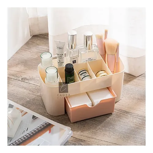 Organizador Con Cajon Maquillaje Cremas Algodón  Caobamakeup