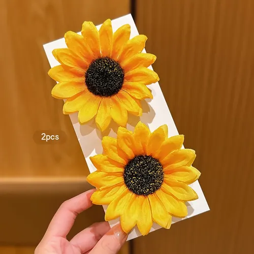 2 Horquillas Con Forma De Girasol, Accesorios Para El Cabell Amarillo