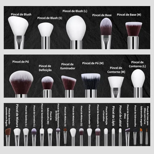 Kit De 30 Brochas De Maquillaje Profesionales Para Maquillaj Negro
