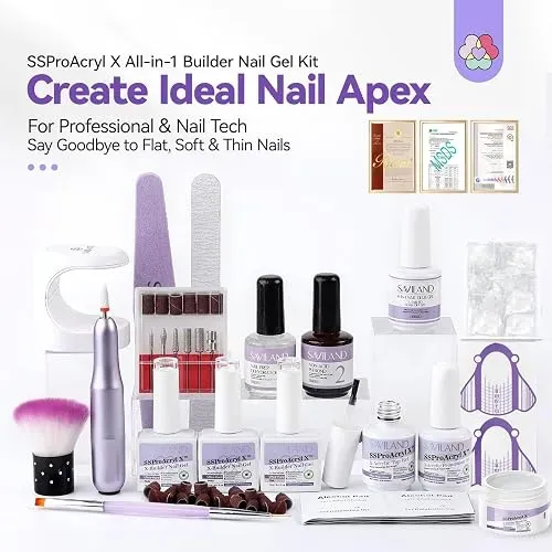 Saviland Kit Gel Constructor Uñas Tono Transparente Rosa