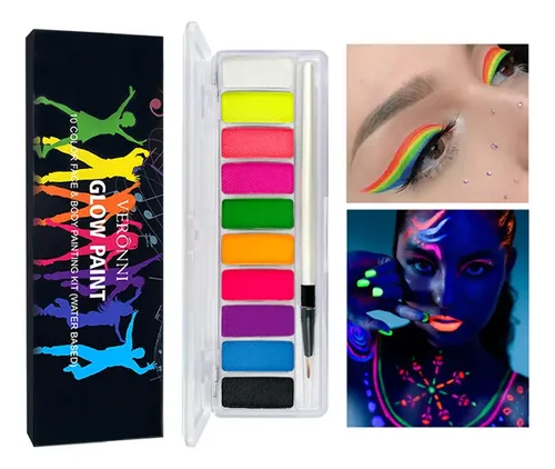 Su Face Body Paint Glow In The Dark Palette Con Color Negro