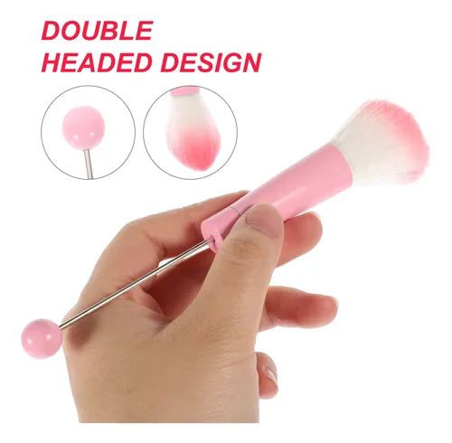 Set 5 Pinceles Maquillaje Rosas Con Mango Metal Y Cerdas