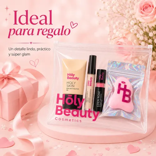 Combo Maquillaje Holy Beauty Con Base Rubor Corrector Cisne
