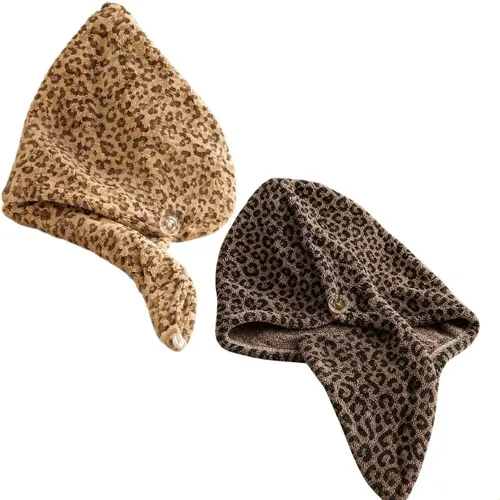 Gorra Para Secar El Cabello Con Estampado De Leopardo, Muy V