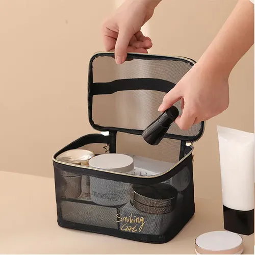 Neceser De Malla Portátil Organizador De Maquillaje