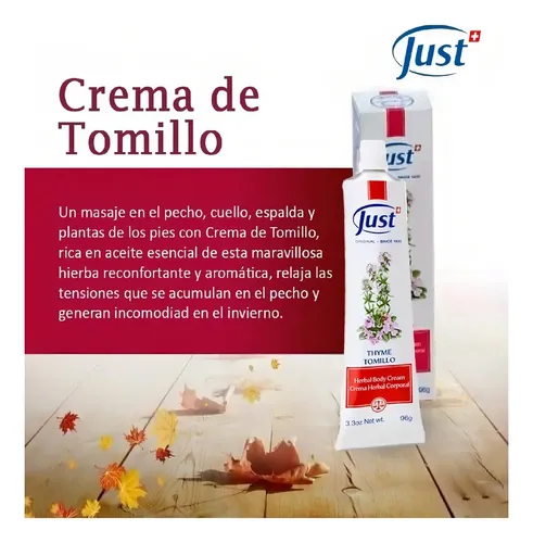 Crema De Tomillo Just 96g Para Aromaterapia