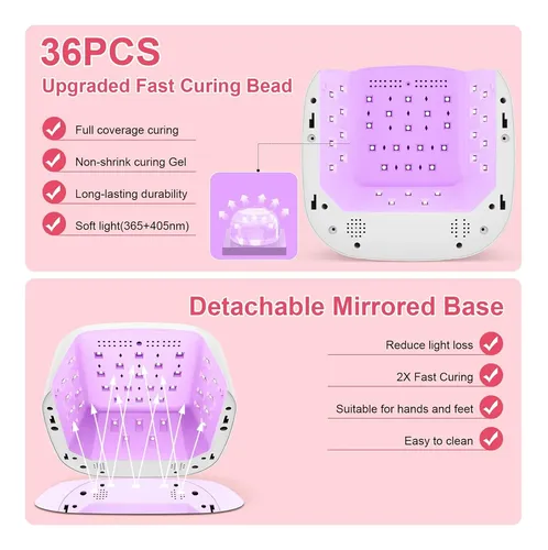 Lámpara Uv Led Recargable Blanca Para Uñas Gel 80w
