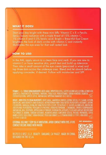 E.l.f. Duo Serum Vitamina C Y Crema Ojos 2 Pzas