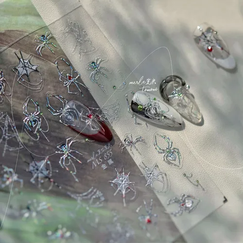 Adhesivos De Uñas: Araña Plata Oro De Alta Gama