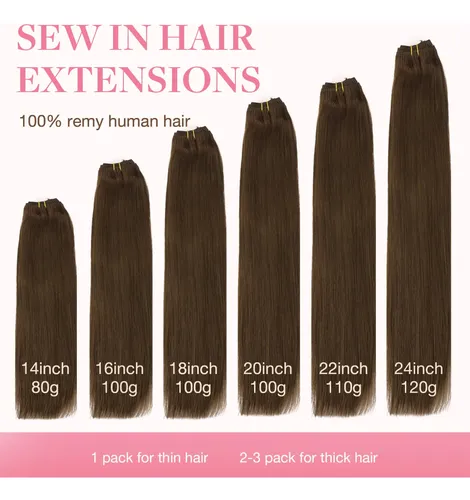 Extension Cortina De Pelo Humano Real 35cm 80g Marron Chocol