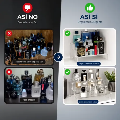 Estante Acrílico Transparente 3 Niveles Exhibidor Perfumes