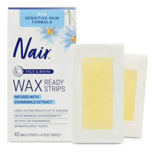 Bikini Depilatorio Con Tiras De Cera Nair Sensitive Face X40