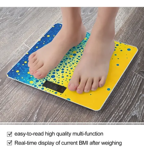 Báscula De Baño Electrónica Con Cristal Templado Y Amarillo-