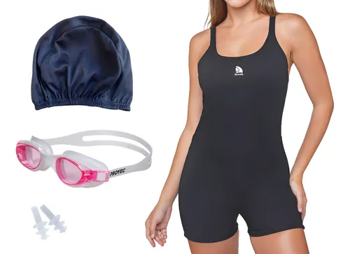 Malla Natacion Con Short  Antiparra Gorro Tapon Quickly 1190