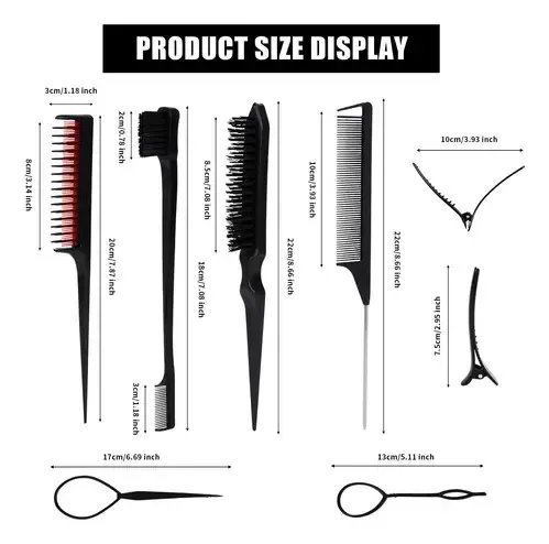 Kit De 10 Cepillos Y Peines Para Peinar Cabello Con Pinza